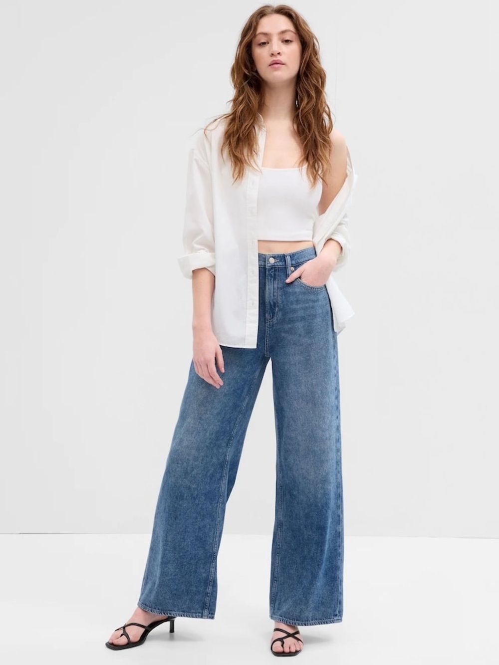 GAP High Rise Wide Leg Jeans Dark Wash Brooklyn Women’s 16/33 NWT